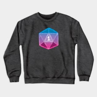 Natural 1 | Hand Painted Nat 1 - Critical Fail D&D - Pink and Blue Gradient Crewneck Sweatshirt